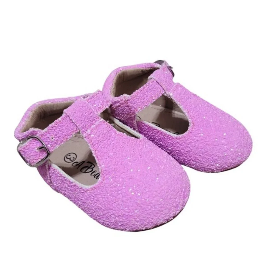 A Bear Co Toddler Size 3 Purple Glitter T-Strap Flats‎ Girl's